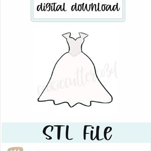 STL file-ball gown cookie cutter-digital download