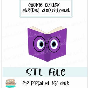 STL FILE- Open book cookie cutter-teacher-school-library-reading-digital download 4 sizes