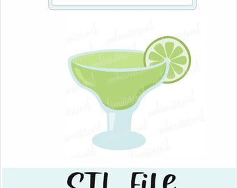 STL FILE- margarita drink cookie cutter-drink-party-digital download 3 sizes