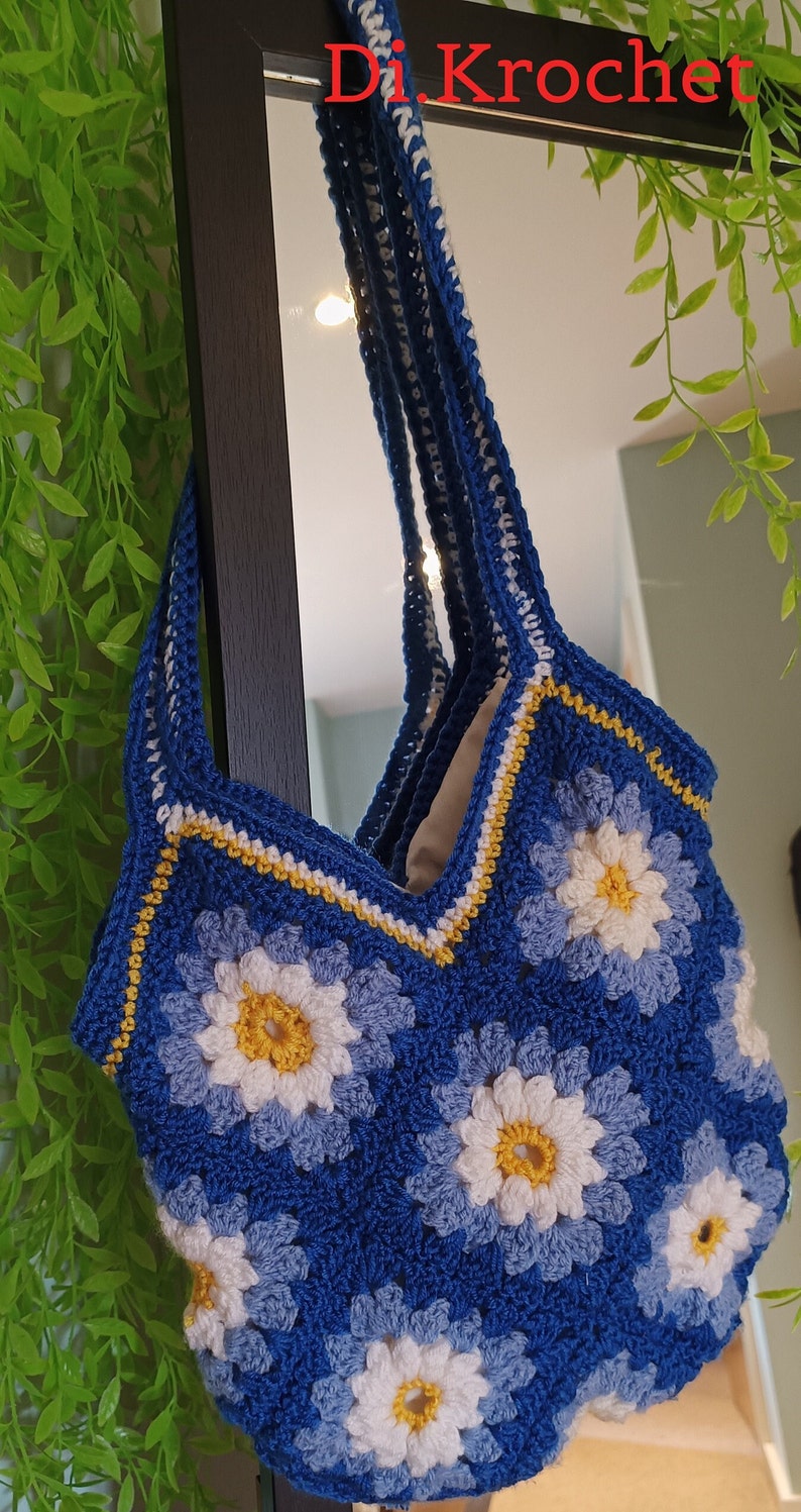 Knitting Bag, Crochet Bag, Granny Square Bag, Crochet Shoulder Bag