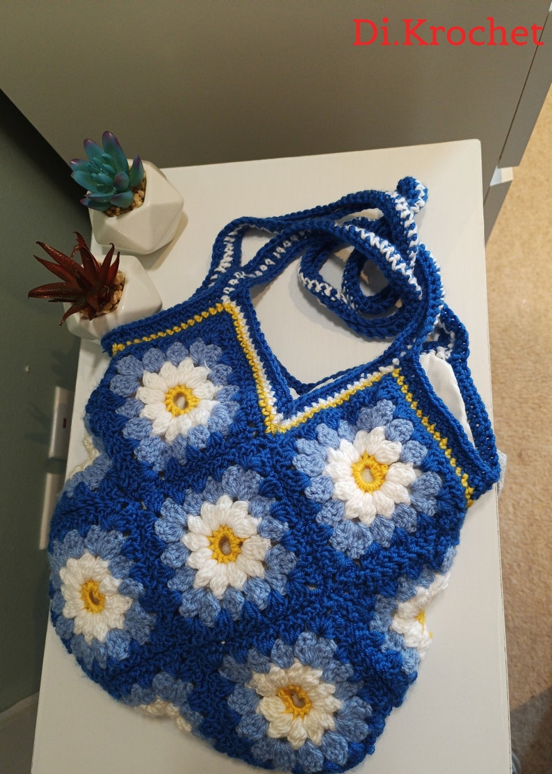 Knitting Bag, Crochet Bag, Granny Square Bag, Crochet Shoulder Bag