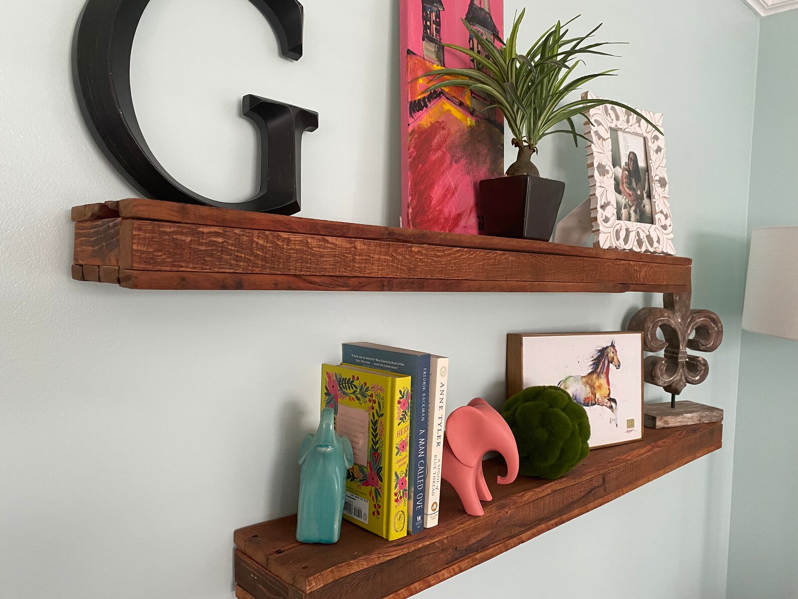 42 in Distressed Wood Floating Shelf Etsy