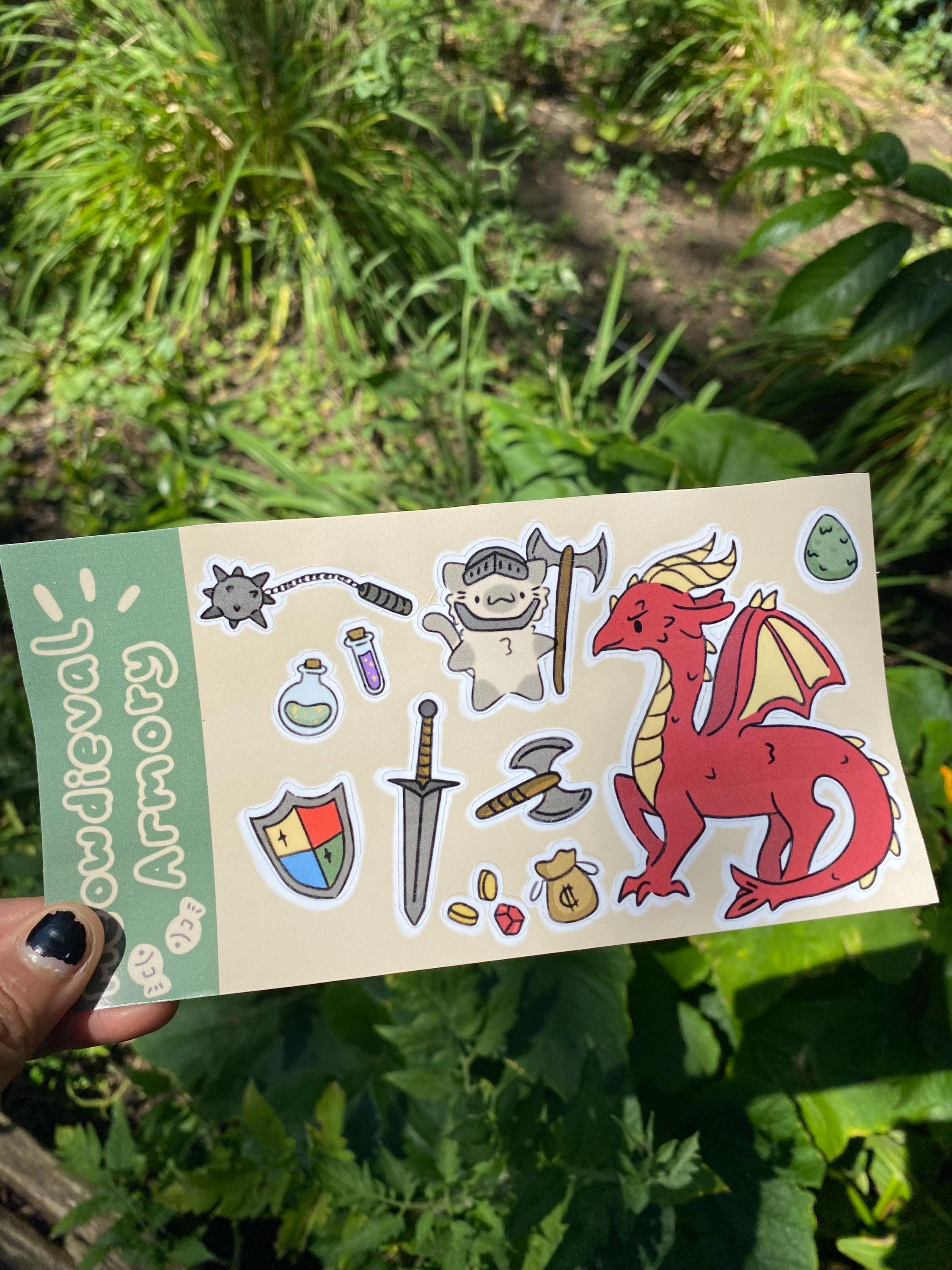 Meowdieval Armory Sticker Sheet | Medieval Sticker Sheets | Kitty in ...