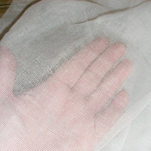 Cotton gauze, 100% cotton gauze fabric, gauze, cotton scrim, cheesecloth, filter cloth, white, 90 cm wide