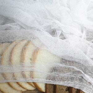 Cotton gauze, 100% cotton gauze fabric, gauze, cotton scrim, cheesecloth, filter cloth, white, 90 cm wide