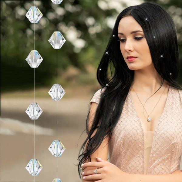 2 Pcs Party, Wedding hair vine crystal, hair accessories, clip in hair extensions with Swarovski Elements, Bridal hair chain jewelry