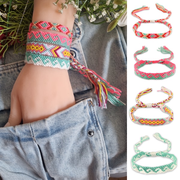 Bohemian handmade trendy bracelets and anklets, colorful fashion, braided macrame jewelry, Boho Fabric Braided Bracelets