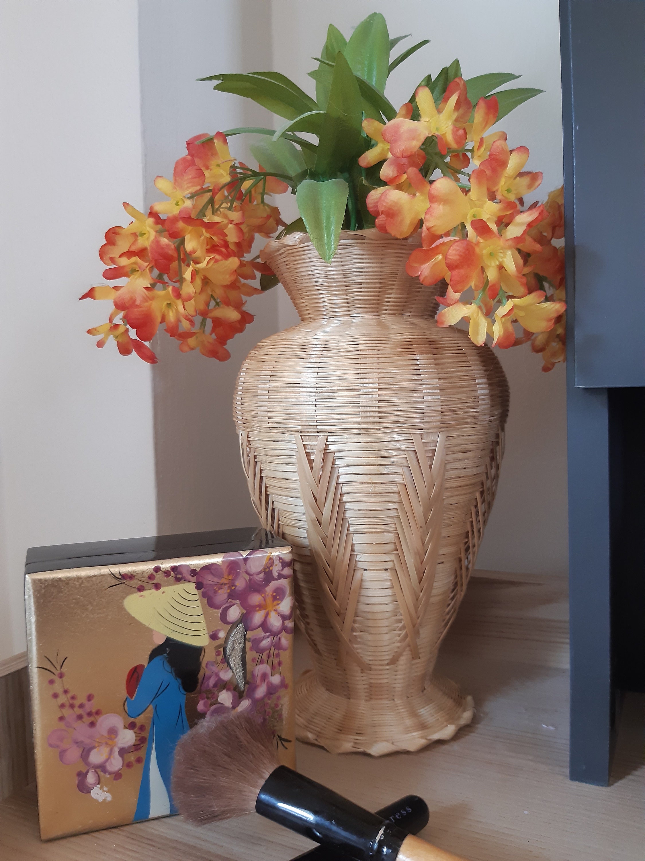 Woven Bamboo Vase Etsy