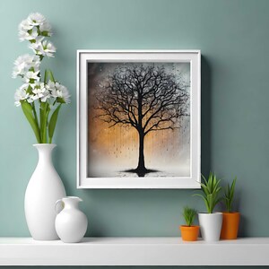 Abstract Tree Wall Art, Digital Print, Elegant Printable Wall Art, Farmhouse Décor, Vintage Style, Relaxing Living Room Wall Art, Home Décor