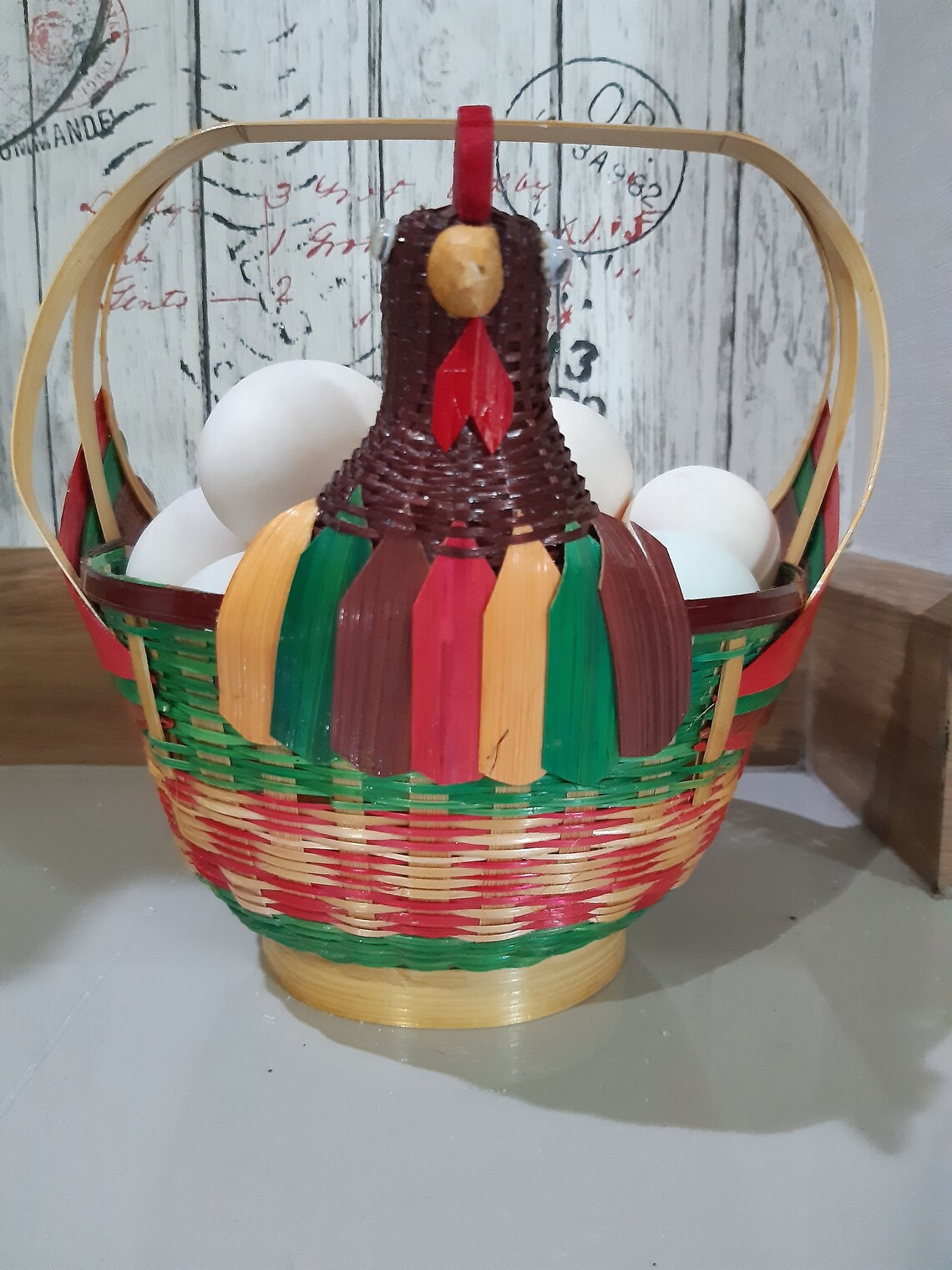 Woven Chicken Basket / Home Decor / Gift / Kitchen Etsy