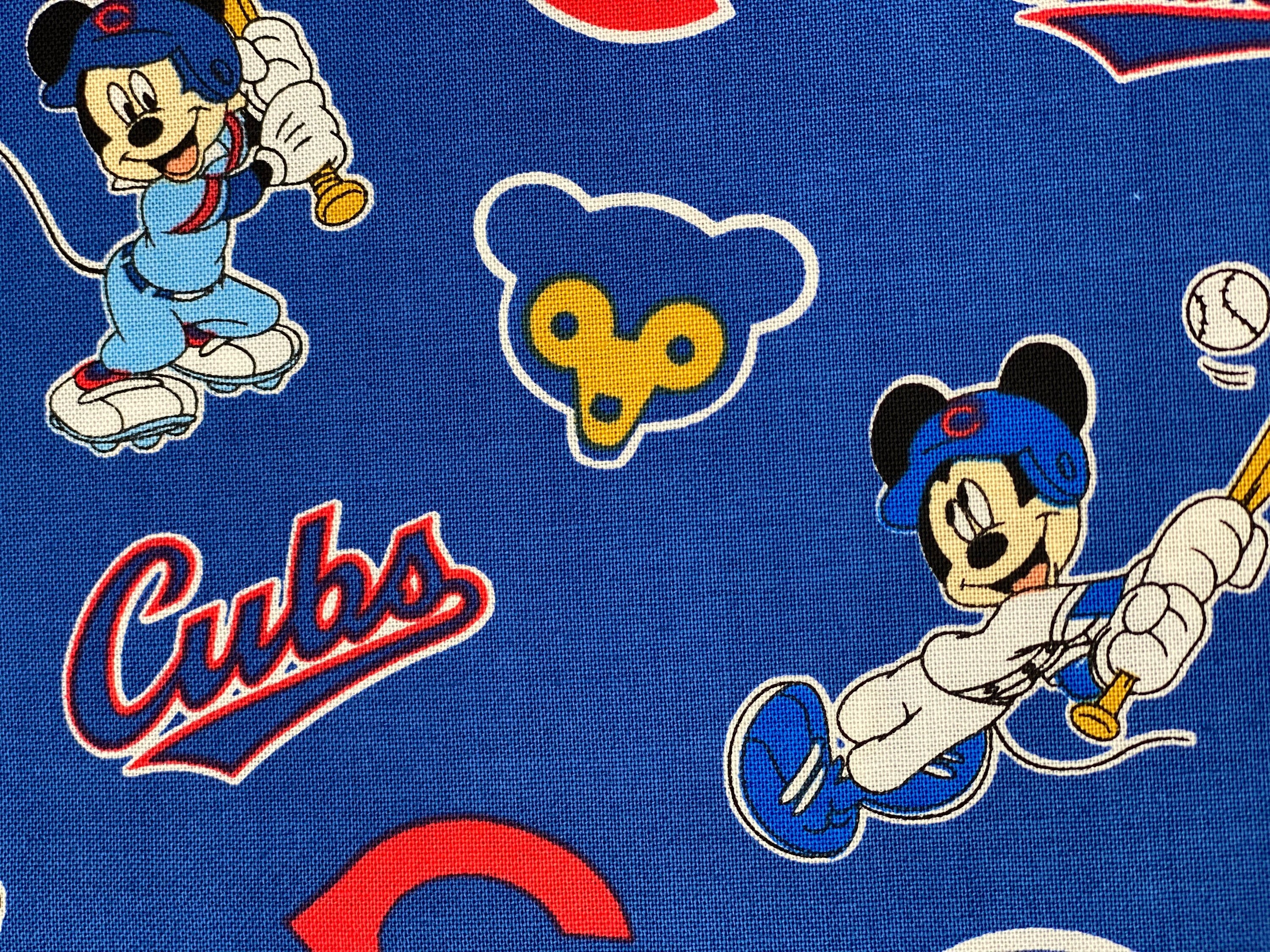 Chicago Cubs MLB baseball fabric mash-up with Mickey Mouse, cotton fabric,  fabric traditions
