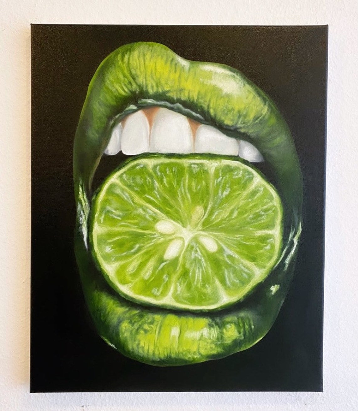 Juicy Lips / Green lemon lips / Lips Mouth Painting Etsy