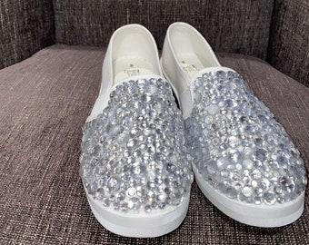 bedazzled white vans