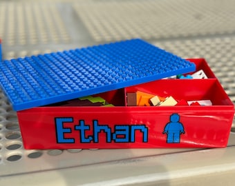 Travel Brick Box Personalized Boy Party Favor Busy Box Plastic Bricks not included