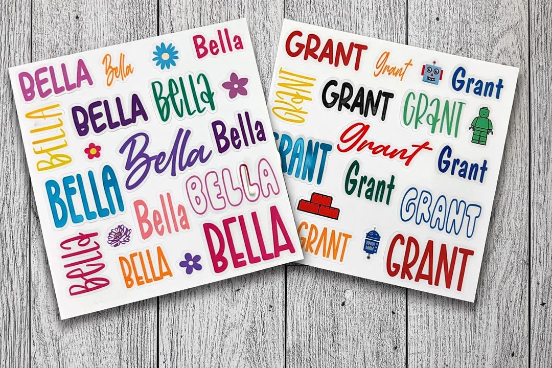 Personalized Laminated Name Sticker Sheets: School Supply Labels - Etsy