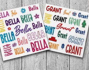 Personalized Laminated Name Sticker Sheets: School Supply Labels
