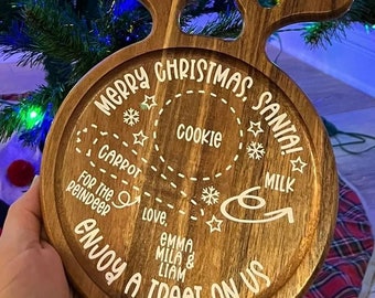 Plate Cookies for Santa Plate Christmas Eve Antler Plate, Reindeer Snacks Milk and Cookies