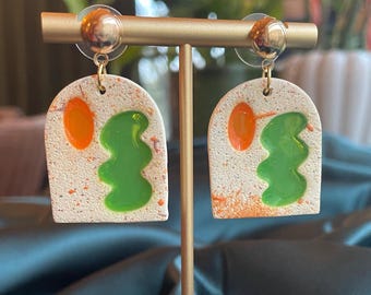 Abstract “stained glass” Arch Earrings