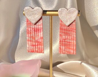 Heart Fringies Studs - Clay Earrings
