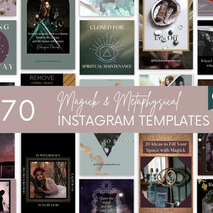 Canva Instagram Templates - Spiritual Witchy - Posts & Stories - Done for you! Witches, Tarot Astrology Readers, Healers - FREE Highlights!