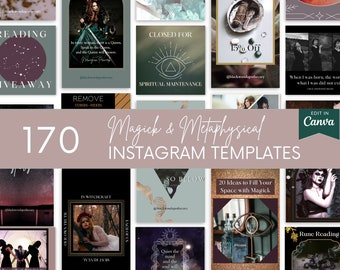 Modelli Canva per Instagram - Strega spirituale - Post e storie - Fatto per te! Streghe, lettori di tarocchi e astrologia, guaritori - Highlights GRATUITI!