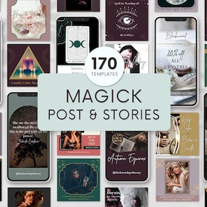 Spiritual Instagram Templates for Witches, Mystical, Tarot, Crystals, Magical Social Media Posts, Stories, Highlights, Witchcraft, Canva, IG