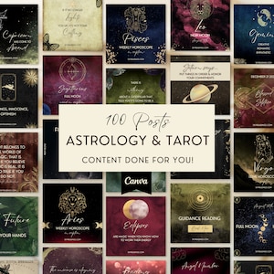 Astrology & Tarot Reader Instagram Templates CANVA - Social Media - Spiritual Reading - 100 IG Posts for Astrologers - Facebook FB Posts