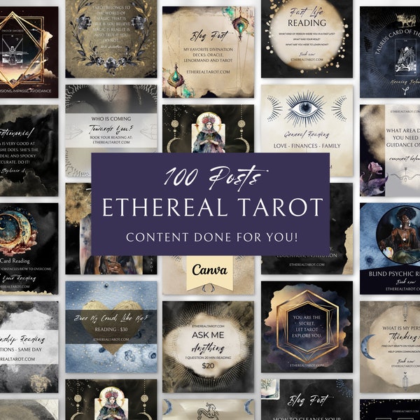 Plantillas de Instagram para lectores de tarot - Redes sociales de tarot - Publicaciones espirituales de Canva - Lectura de tarot - Publicaciones de Facebook - Publicaciones de Witch IG