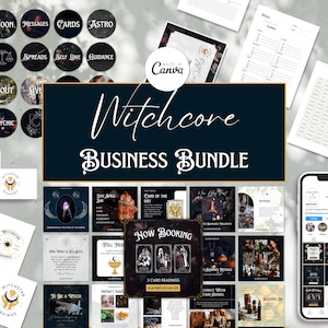 Witch Canva Template Marketing Bundle for Spiritual, Witches, Mystical, Metaphysical, Spiritual Instagram, Branding, Tarot, Crystals, Magic