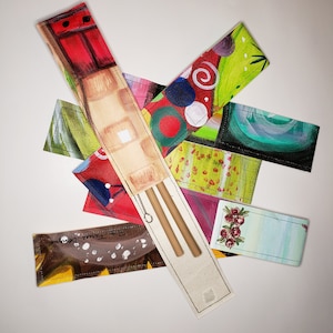 Custom Up-cycled Painted Straw Case with Biodegradable Bamboo Straws and Cleaner, Sustainable, Your own straws, Can be customized with name