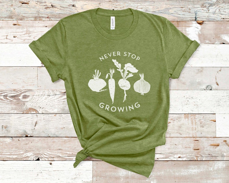 Never Stop Growing Shirt / Vegetable Garden Shirt, Gardening T Shirt, Vegetable Shirt, Veggie Lover, Healthy Shirt, Foodie Gardener Shirt image 3