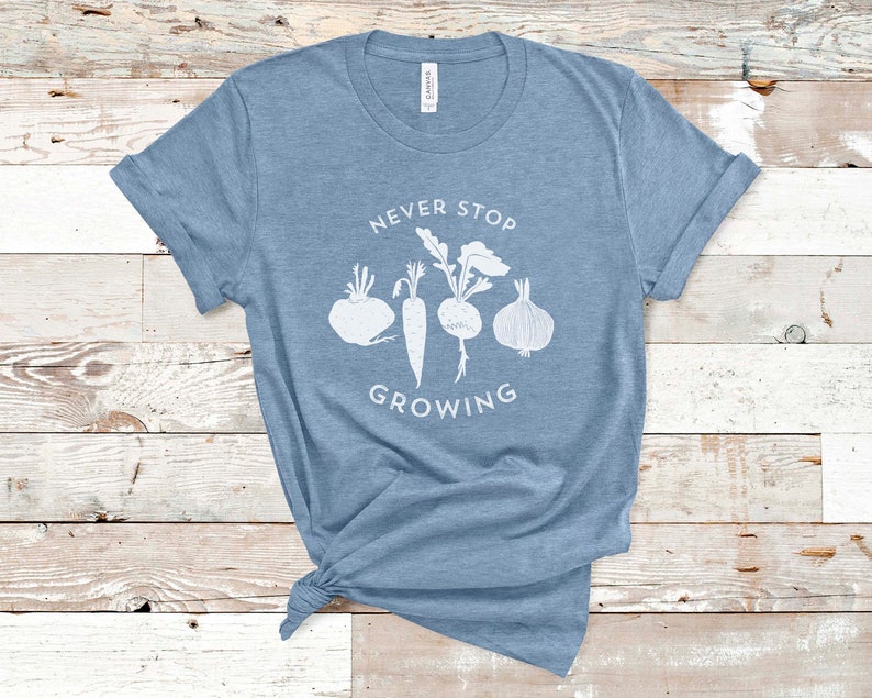 Never Stop Growing Shirt / Vegetable Garden Shirt, Gardening T Shirt, Vegetable Shirt, Veggie Lover, Healthy Shirt, Foodie Gardener Shirt image 4