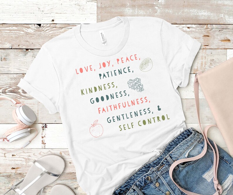 Fruit of the Spirit T-Shirt / Christian Shirts & Gifts for Women, Galatians 5:22, Bible Shirt, Christian T-Shirt image 4