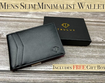 Billetera delgada con clip para dinero con bloqueo de RFID para hombres - Diseño de bolsillo frontal minimalista