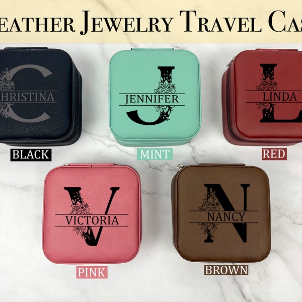 Personalized Leather Travel Jewelry Box for Bridesmaids