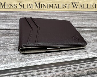 Cartera de hombre delgada personalizada: diseño minimalista con clip para billetes: ¡su estilo, su nombre!