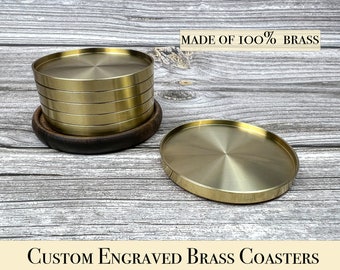 Perfección personalizada: posavasos 100 % latón con grabado personalizado: regalo de boda ideal o sorpresa de inauguración de la casa