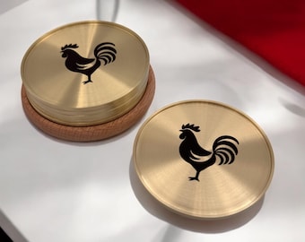 Posavasos de latón grabados: posavasos con logotipo personalizado para negocios, inauguración de la casa o decoración personalizada del hogar