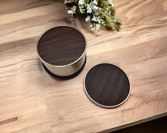 Juego de posavasos de madera de ébano y latón moderno y elegante - Paquete de 6 / Decoración elegante para el hogar