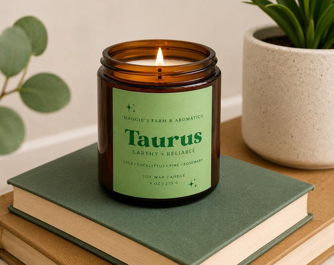 Zodiac Soy Candle, 9 oz Hand-Poured Astrology Candle, Choose Your Star Sign