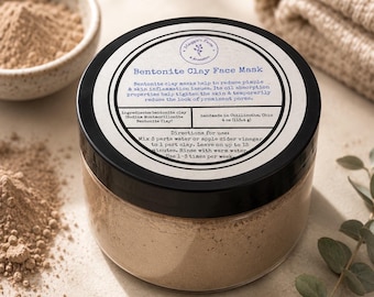 Bentonite Clay Face Mask Powder, 4 oz Pure Clay Mask to Mix with Water for At-Home Skincare