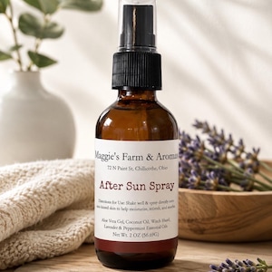 Bruma corporal de aloe con lavanda, menta, aceite de coco y vitamina E.