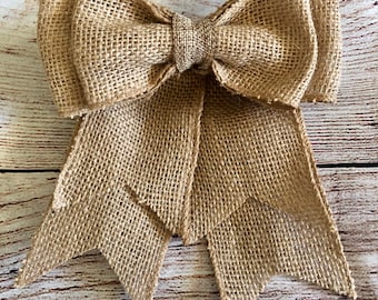 Farmhouse Burlap Wired Bow - Rustic Decor Bow