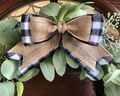Handmade Farmhouse Decorative Bow - Black/White Buffalo Plaid Reversed Style
