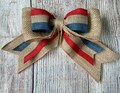 Red Burlap Blue Decorative Craft Bow - Independence Day Bow