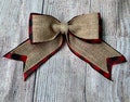 Farmhouse Craft Bow - Red/Black Buffalo Plaid Burlap Bow