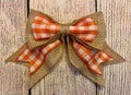 Orange and White Plaid Decorative Craft Bow - Spring Burlap Bow