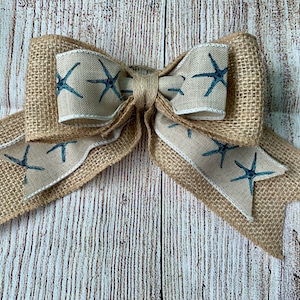 Beach Summer Handmade Decorative Craft Bow - Nautical Starfish Bow - Spring Bow