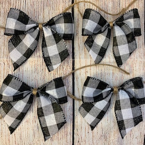 Farmhouse Decorative Canister Bows - Buffalo Plaid -Craft Bows