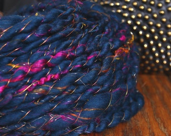 4 ounces Bulky 2 Ply Handspun Yarn Wool Handspun Bag O/' Fun Lockspun Chunky Single Ply Art Yarn